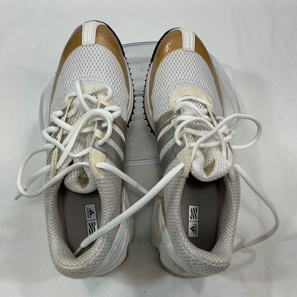 Adidas Traxion Lite Golf Shoes White Tan Silver Womens Size 8 - Picture 13 of 13